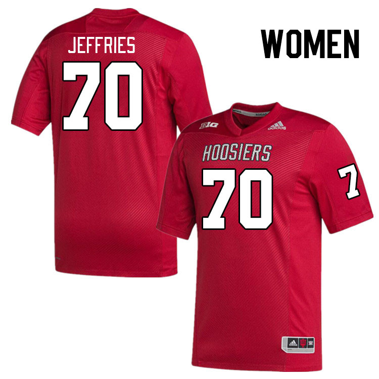 Women #70 Bubba Jeffries Indiana Hoosiers College Football Jerseys Stitched Sale-Red